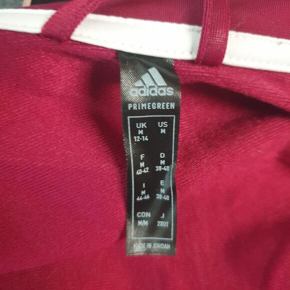 Adidas Womens Tricot Jacket M Maroon 3-Stripe Primegreen Track Jacket Essential - Picture 6 of 9